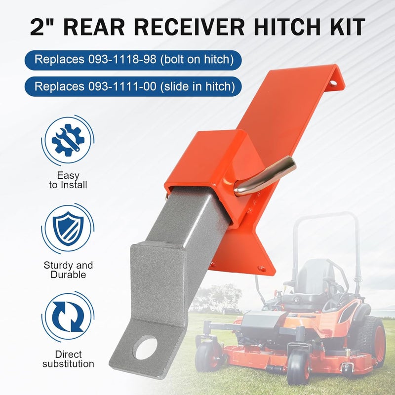 RALZAOTO 093-1118-98 Hitch Kit with Pin Replacement for Bad Boy Rambler, Magnum, ZT Elite, Avengers and 2018-2020 Mavericks 2" Rear Receiver Hitch 093-1118-98 & 093-1111-00 (Red) - Image 2